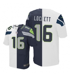Men's Nike Seattle Seahawks #16 Tyler Lockett Elite Navy/White Split Fashion NFL Jersey