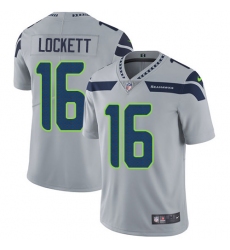 Men's Nike Seattle Seahawks #16 Tyler Lockett Grey Alternate Vapor Untouchable Limited Player NFL Jersey