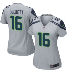 Women's Nike Seattle Seahawks #16 Tyler Lockett Game Grey Alternate NFL Jersey