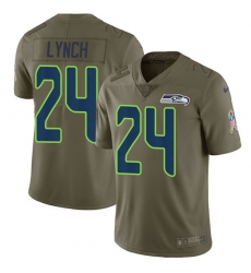 Youth Nike Seattle Seahawks #24 Marshawn Lynch Limited Olive 2017 Salute to Service NFL Jersey