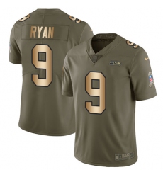 Men's Nike Seattle Seahawks #9 Jon Ryan Limited Olive/Gold 2017 Salute to Service NFL Jersey