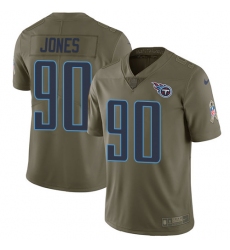 Youth Nike Tennessee Titans #90 DaQuan Jones Limited Olive 2017 Salute to Service NFL Jersey