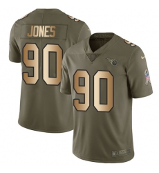 Youth Nike Tennessee Titans #90 DaQuan Jones Limited Olive/Gold 2017 Salute to Service NFL Jersey