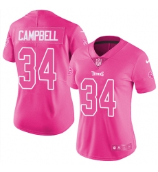 Women's Nike Tennessee Titans #34 Earl Campbell Limited Pink Rush Fashion NFL Jersey