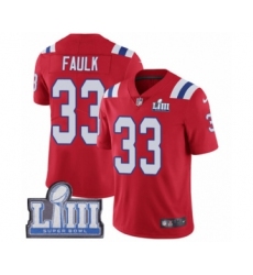Men's Nike New England Patriots #33 Kevin Faulk Red Alternate Vapor Untouchable Limited Player Super Bowl LIII Bound NFL Jersey