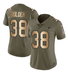Women's Nike New England Patriots #38 Brandon Bolden Limited Olive/Gold 2017 Salute to Service NFL Jersey