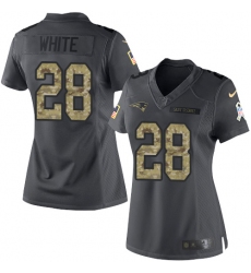 Women's Nike New England Patriots #28 James White Limited Black 2016 Salute to Service NFL Jersey