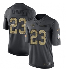 Men's Nike New England Patriots #23 Patrick Chung Limited Black 2016 Salute to Service NFL Jersey