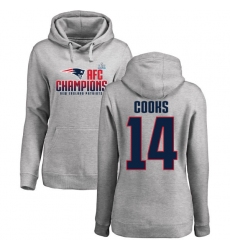 Women's Nike New England Patriots #14 Brandin Cooks Heather Gray 2017 AFC Champions Pullover Hoodie