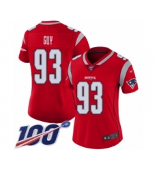 Women's New England Patriots #93 Lawrence Guy Limited Red Inverted Legend 100th Season Football Jersey