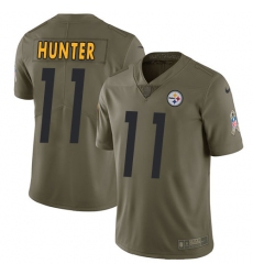 Men's Nike Pittsburgh Steelers #11 Justin Hunter Limited Olive 2017 Salute to Service NFL Jersey