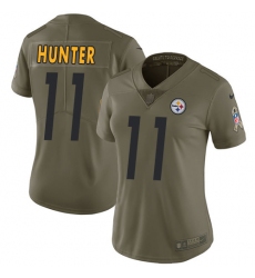Women's Nike Pittsburgh Steelers #11 Justin Hunter Limited Olive 2017 Salute to Service NFL Jersey
