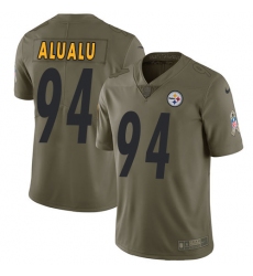 Men's Nike Pittsburgh Steelers #94 Tyson Alualu Limited Olive 2017 Salute to Service NFL Jersey