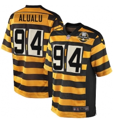 Men's Nike Pittsburgh Steelers #94 Tyson Alualu Limited Yellow/Black Alternate 80TH Anniversary Throwback NFL Jersey