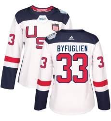 Women's Adidas Team USA #33 Dustin Byfuglien Premier White Home 2016 World Cup Hockey Jersey