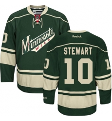Men's Reebok Minnesota Wild #10 Chris Stewart Authentic Green Third NHL Jersey