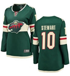Women's Minnesota Wild #10 Chris Stewart Authentic Green Home Fanatics Branded Breakaway NHL Jersey