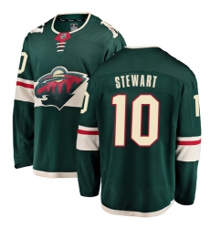 Youth Minnesota Wild #10 Chris Stewart Authentic Green Home Fanatics Branded Breakaway NHL Jersey