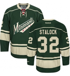 Youth Reebok Minnesota Wild #32 Alex Stalock Authentic Green Third NHL Jersey