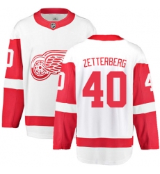 Youth Detroit Red Wings #40 Henrik Zetterberg Fanatics Branded White Away Breakaway NHL Jersey