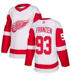 Men's Adidas Detroit Red Wings #93 Johan Franzen Authentic White Away NHL Jersey