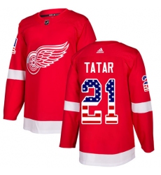 Youth Adidas Detroit Red Wings #21 Tomas Tatar Authentic Red USA Flag Fashion NHL Jersey