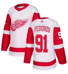 Men's Adidas Detroit Red Wings #91 Sergei Fedorov Authentic White Away NHL Jersey
