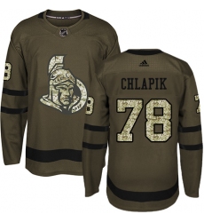 Men's Adidas Ottawa Senators #78 Filip Chlapik Authentic Green Salute to Service NHL Jersey