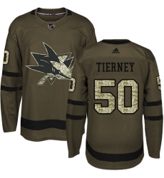 Youth Adidas San Jose Sharks #50 Chris Tierney Authentic Green Salute to Service NHL Jersey