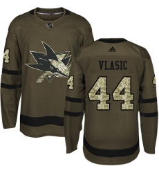 Men's Adidas San Jose Sharks #44 Marc-Edouard Vlasic Authentic Green Salute to Service NHL Jersey
