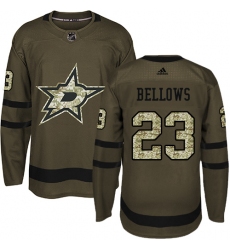 Men's Adidas Dallas Stars #23 Brian Bellows Authentic Green Salute to Service NHL Jersey