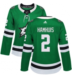 Women's Adidas Dallas Stars #2 Dan Hamhuis Authentic Green Home NHL Jersey
