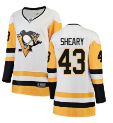 Women's Pittsburgh Penguins #43 Conor Sheary Authentic White Away Fanatics Branded Breakaway NHL Jersey