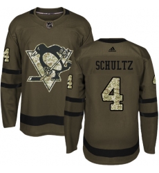 Men's Reebok Pittsburgh Penguins #4 Justin Schultz Authentic Green Salute to Service NHL Jersey