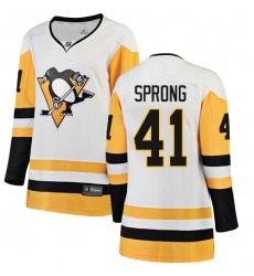 Women's Pittsburgh Penguins #41 Daniel Sprong Authentic White Away Fanatics Branded Breakaway NHL Jersey