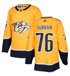 Men's Adidas Nashville Predators #76 P.K Subban Premier Gold Home NHL Jersey