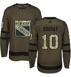 Youth Adidas New York Rangers #10 Ron Duguay Premier Green Salute to Service NHL Jersey