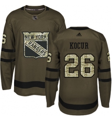 Men's Adidas New York Rangers #26 Joe Kocur Premier Green Salute to Service NHL Jersey