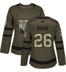 Women's Adidas New York Rangers #26 Joe Kocur Authentic Green Salute to Service NHL Jersey
