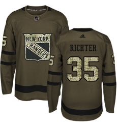 Youth Adidas New York Rangers #35 Mike Richter Authentic Green Salute to Service NHL Jersey