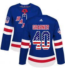 Women's Adidas New York Rangers #40 Michael Grabner Authentic Royal Blue USA Flag Fashion NHL Jersey