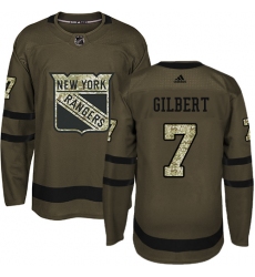 Men's Adidas New York Rangers #7 Rod Gilbert Premier Green Salute to Service NHL Jersey