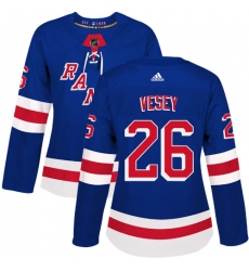 Women's Adidas New York Rangers #26 Jimmy Vesey Premier Royal Blue Home NHL Jersey