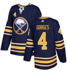 Youth Adidas Buffalo Sabres #4 Josh Gorges Authentic Navy Blue Home NHL Jersey