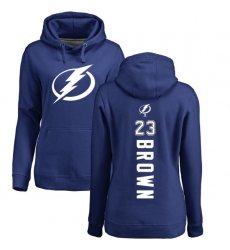 NHL Women's Adidas Tampa Bay Lightning #23 J.T. Brown Royal Blue Backer Pullover Hoodie