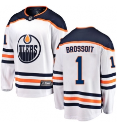 Youth Edmonton Oilers #1 Laurent Brossoit Fanatics Branded White Away Breakaway NHL Jersey