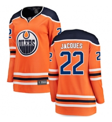Women's Edmonton Oilers #22 Jean-Francois Jacques Fanatics Branded Orange Home Breakaway NHL Jersey