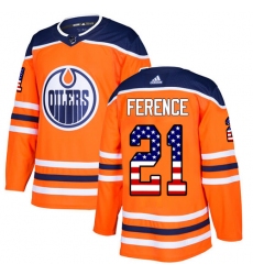 Men's Adidas Edmonton Oilers #21 Andrew Ference Authentic Orange USA Flag Fashion NHL Jersey