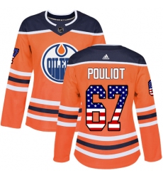 Women's Adidas Edmonton Oilers #67 Benoit Pouliot Authentic Orange USA Flag Fashion NHL Jersey
