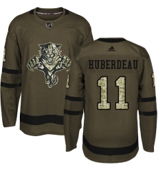 Men's Adidas Florida Panthers #11 Jonathan Huberdeau Authentic Green Salute to Service NHL Jersey